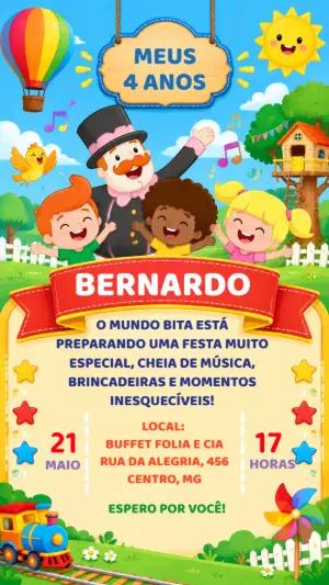 Convite de Aniversário Mundo Bita para Editar Online