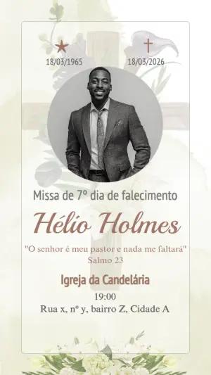Convite Missa de 7º Dia Floral Elegante para Editar