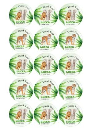 Jungle Safari Birthday Thank You Tags - Editable Template