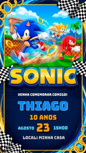 Convite de Aniversário Sonic Vibrante para Editar