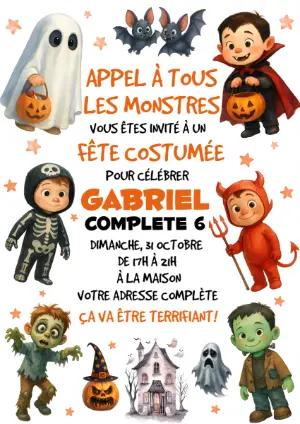 Invitation Anniversaire Halloween Monstres à Modifier en Ligne