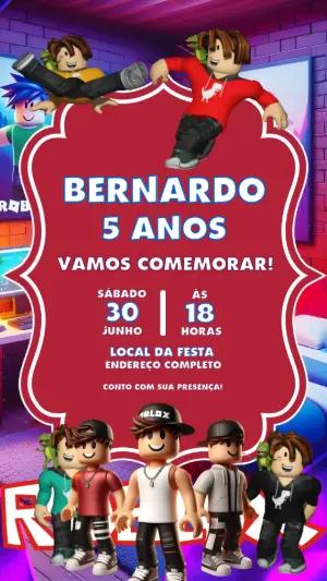 Convite Animado de Aniversário Roblox com Avatares para Editar