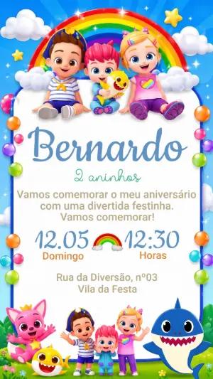 Convite de Aniversário Bebefinn Colorido para Editar