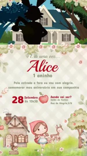 Convite Animado Chapeuzinho Vermelho para Editar Online