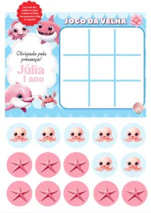 Jogo da Velha Fundo do Mar Rosa para Editar Online