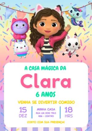 Convite de Aniversário A Casa Mágica da Gabby Editável