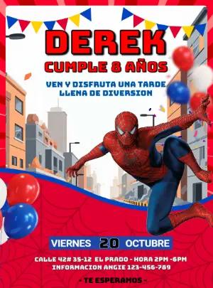 Invitación de Cumpleaños de Spider-Man para Editar Online