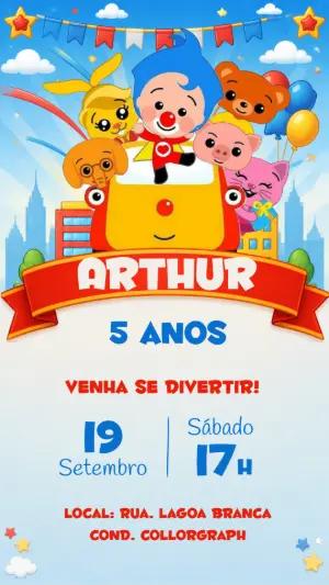 Convite de Aniversário Plim Plim Digital para Editar