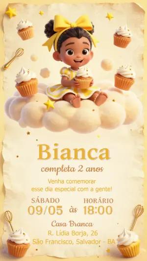 Convite de Aniversário Menina Confeiteira Editável