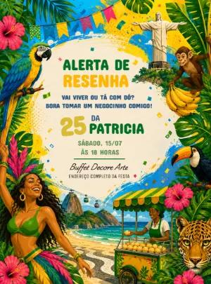 Convite Digital Festa Brasileira Ilustrada Editável