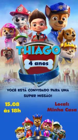 Convite de Aniversário Patrulha Canina Super Filhotes para editar