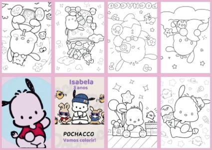 Livrinho de Colorir Pochacco Editável para Aniversário Infantil