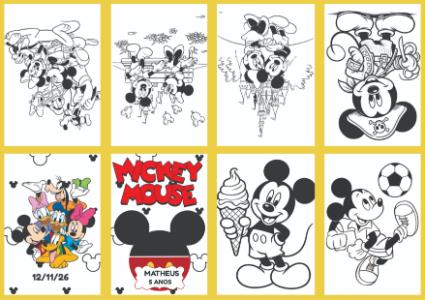 Livrinho de Colorir Mickey Mouse: Modelo Editável para Festa