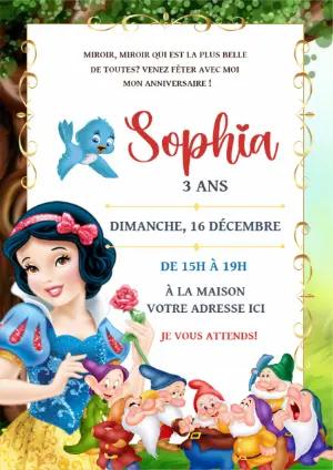 Invitation d'anniversaire Blanche-Neige à Modifier en Ligne