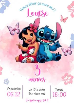 Invitation Anniversaire Lilo et Stitch à Modifier en Ligne