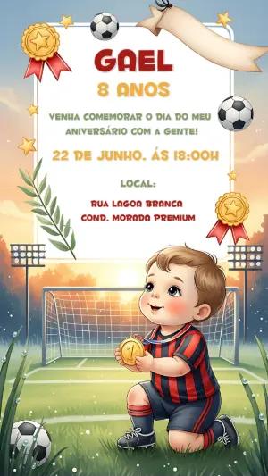 Convite de Aniversário Futebol Menino para Editar Online