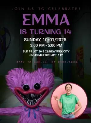 Editable Kissy Missy Birthday Party Invitation for Girls