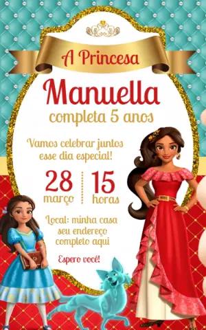 Convite de Aniversário Elena de Avalor Digital para Editar