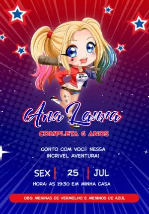 Convite Animado Aniversário Alerquina Baby para Editar Online