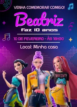 Convite de Aniversário Guerreiras do K-pop