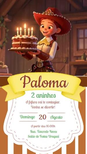 Convite de Aniversário Jessie Cowgirl para Editar