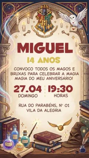 Convite de Aniversário Harry Potter Mágico para Editar
