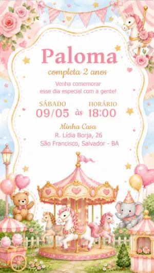 Convite de Aniversário Carrossel Encantado Editável