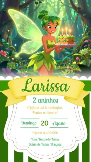 Convite de Aniversário Fada na Floresta Encantada Editável