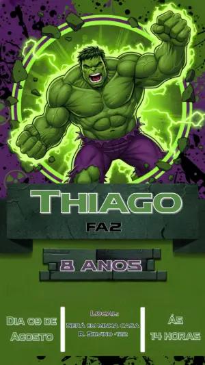 Convite Digital do Hulk para Festa Infantil Editável