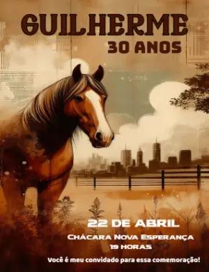 Convite Aniversário Country com Cavalo para Editar Online