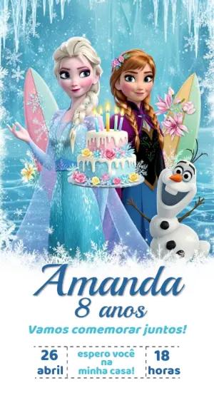 Convite de Aniversário Frozen Verão para Editar