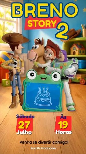 Convite Animado Aniversário Toy Story para Editar Online