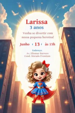 Convite Aniversário Supergirl para Editar Online