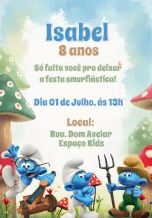Convite de Aniversário Smurfs Editável Online para Imprimir