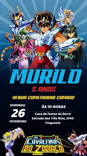 Convite Aniversário Cavaleiros do Zodíaco para Editar Online