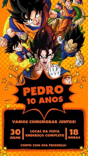 Convite Animado Aniversário Dragon Ball Z para Editar Online