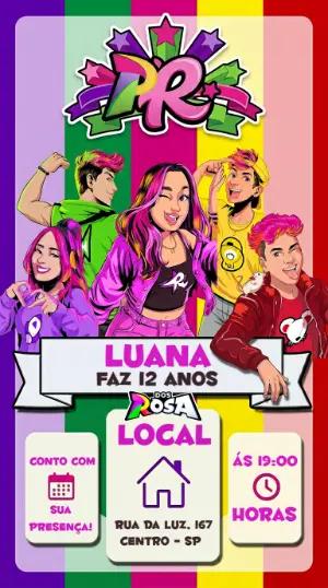 Convite de Aniversário Dos Rosa Colorido para Editar