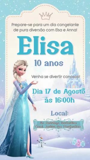 Convite Digital Aniversário Frozen Gelo para Editar