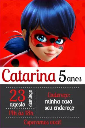 Convite de Aniversário Miraculous Ladybug para Editar Online