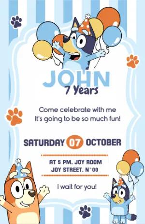 Bluey and Bingo Birthday Invitation to Edit Online