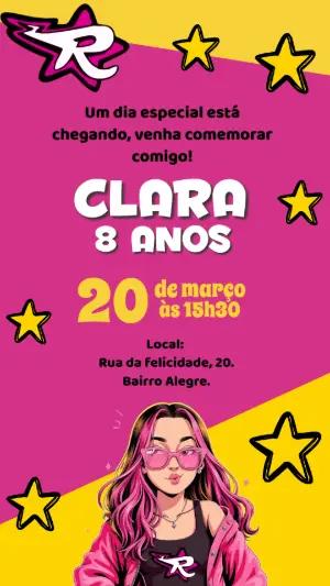 Convite de Aniversário Dos Rosa Emily Vick para Editar