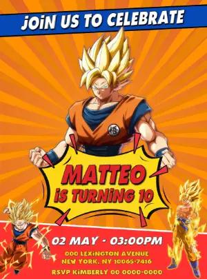 Goku Birthday Invitation | Action-Packed Editable Template