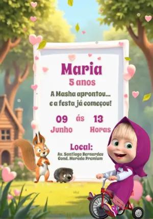 Convite Aniversário Masha e o Urso para Editar Online