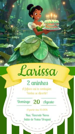Convite de Aniversário Princesa Tiana Editável e Digital