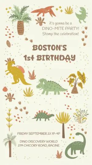 Cute Dinosaur Birthday Invitation | Editable Online Template
