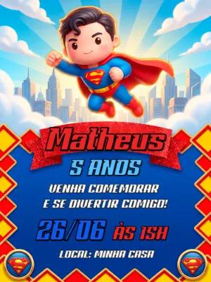 Convite de Aniversário Superman Fofo para Editar