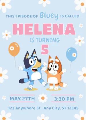 Cute Bluey & Bingo Birthday Invitation | Editable Digital Card