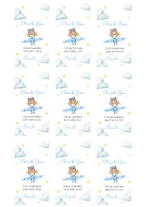 Editable Bear Pilot Baby Shower Thank You Tag Template