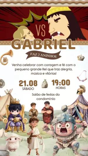 Convite Animado Aniversário Davi e Golias para Editar