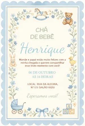 Convite Chá de Bebê Baby Looney Tunes Aquarela para Editar Online